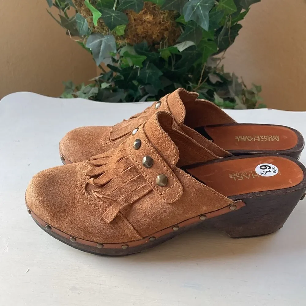 Michael Kors | Michael Kors Slip-On Suede Wooden Mules/Cogs Women’s 6.5